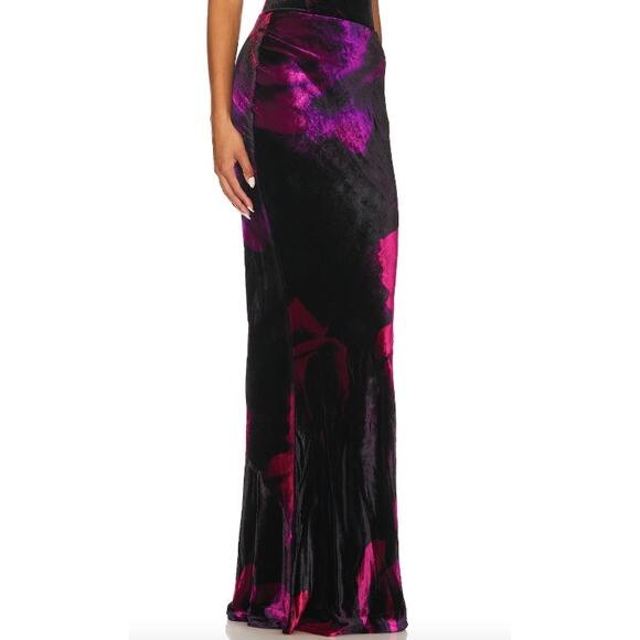 retrofête Freyja Velvet Silk Maxi Skirt Acid Roses Medium NEW NWT! - Picture 3 of 10
